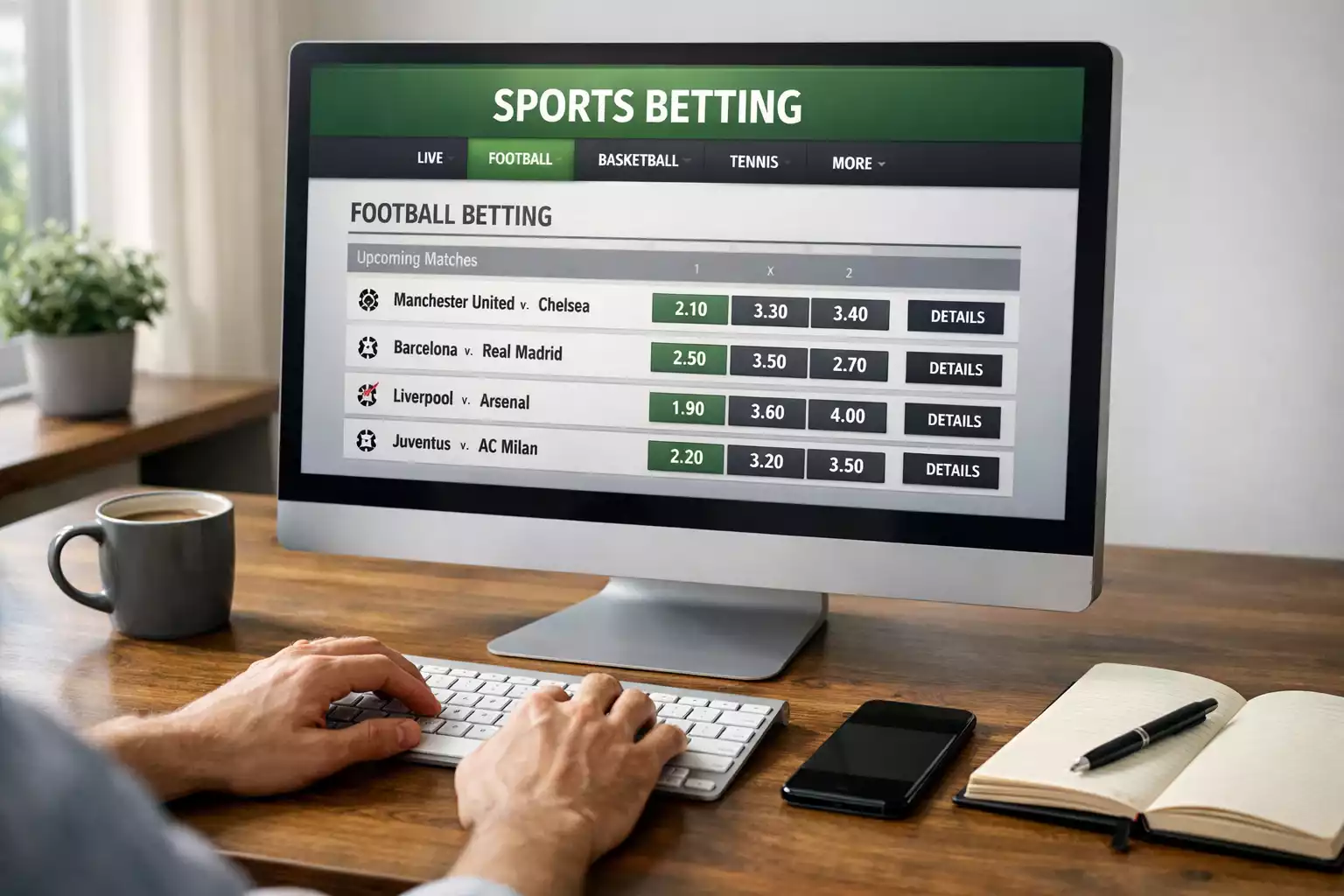 Schermo di computer con piattaforma di scommesse sportive online