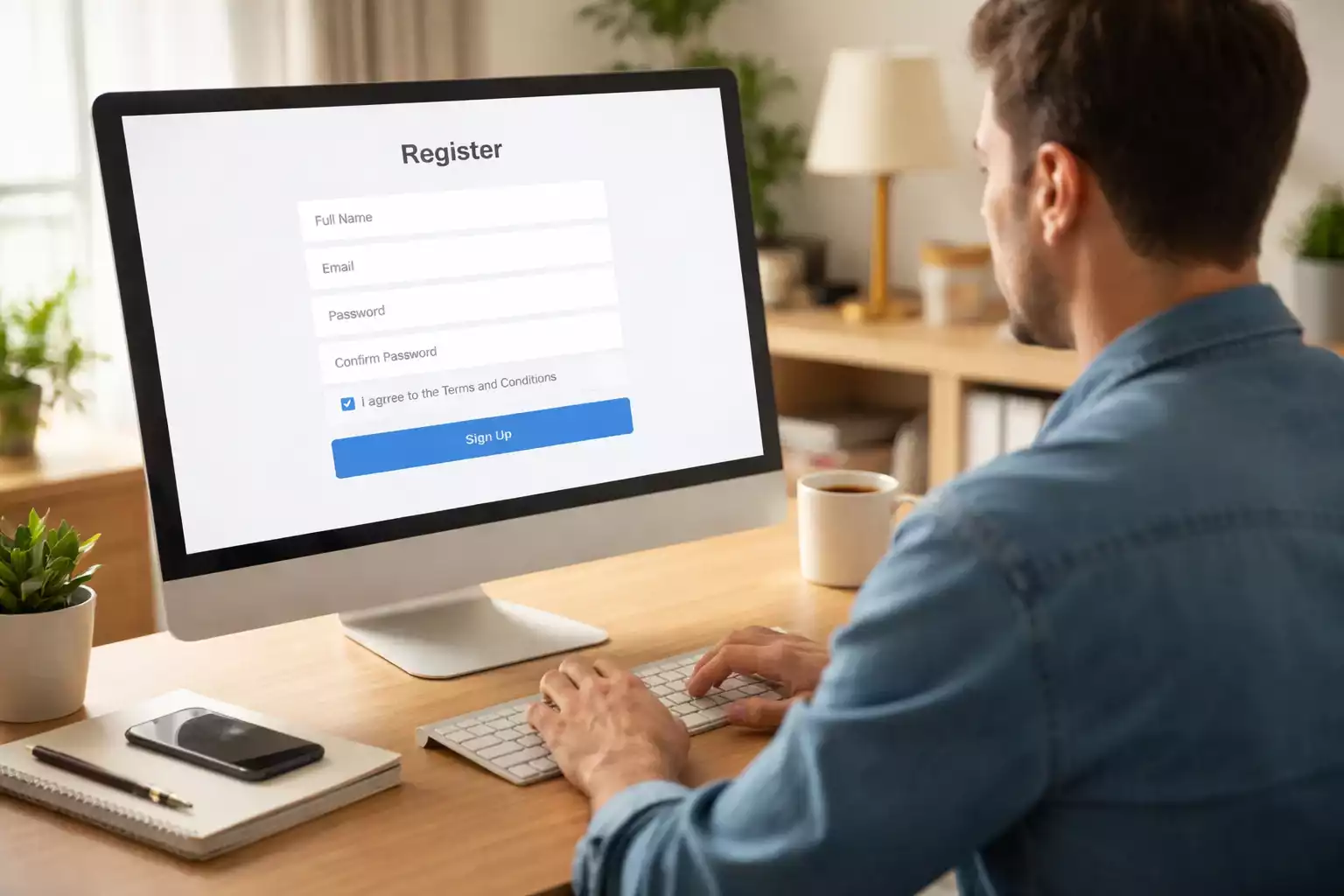 Persona che si registra su piattaforma di scommesse da computer