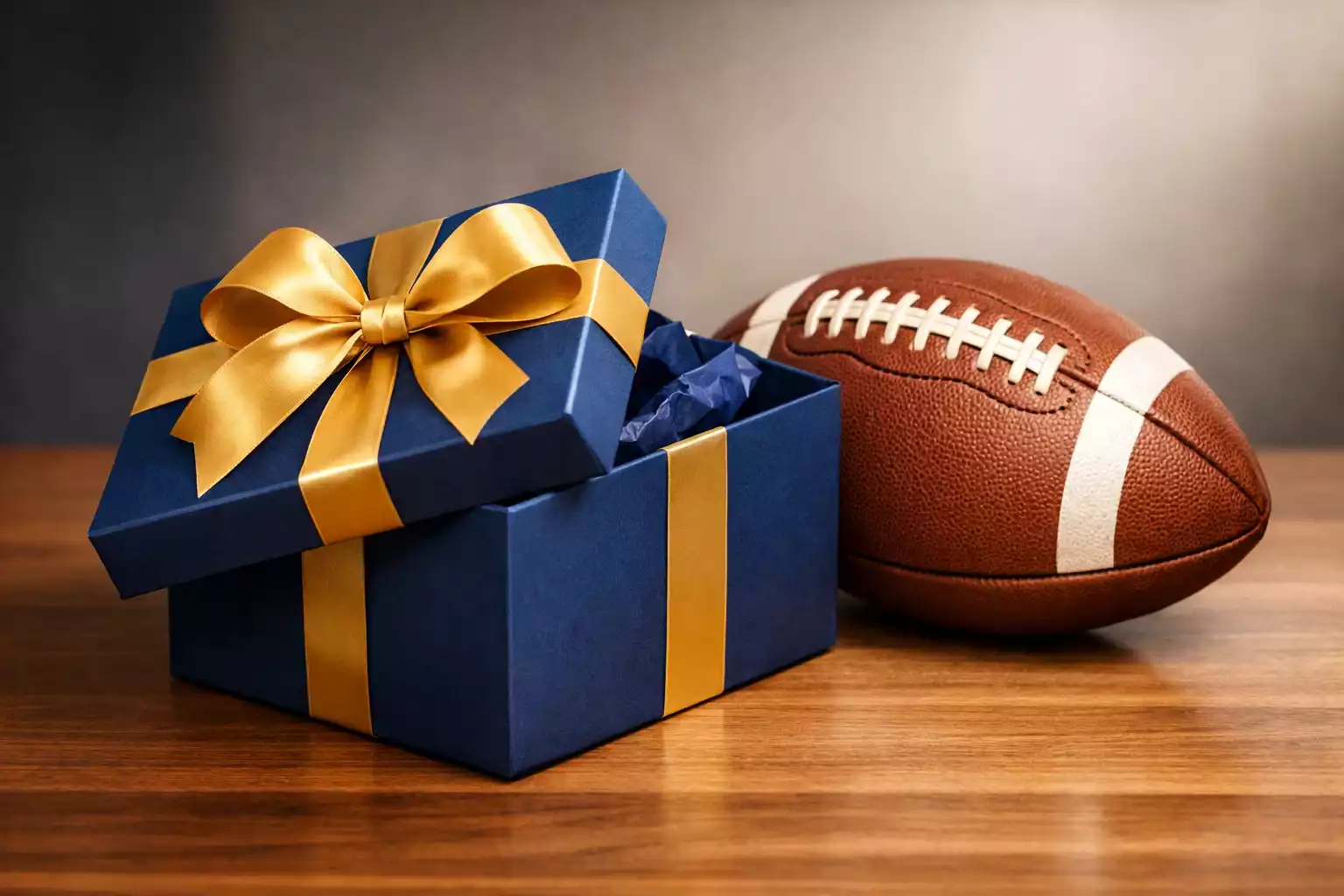 Icona regalo con pallone da calcio stilizzato