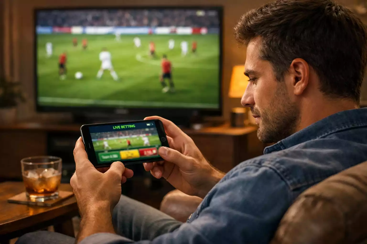 Tifoso italiano che guarda partita di Serie A in modo rilassato